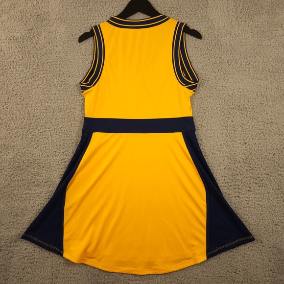 Nike Tennis Dress Womens Medium Yellow Blue Court Dri Fit Slam NY Slim Fit NEW - Picture 2 of 12